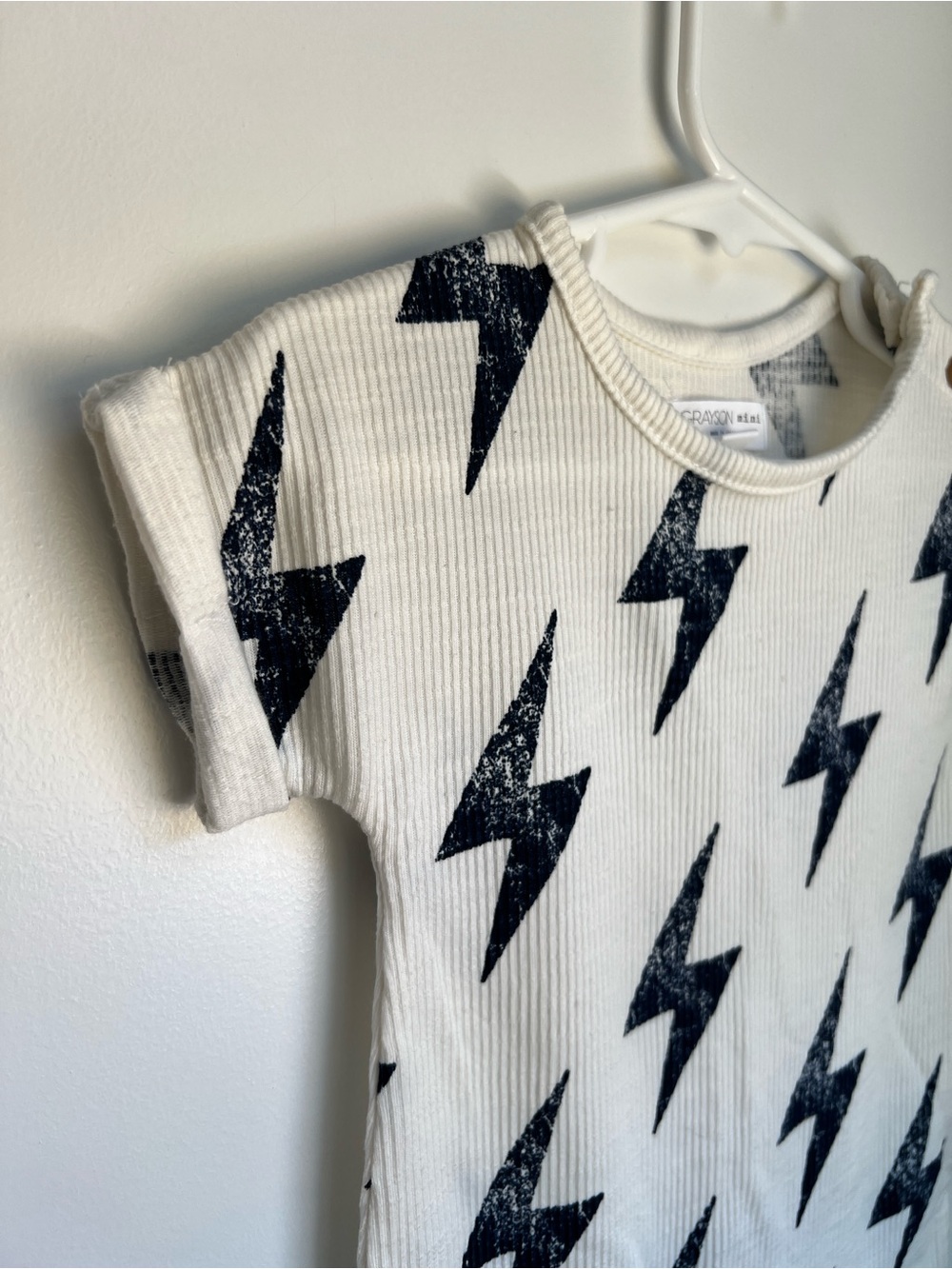 Grayson Mini Lightning Bolt Romper 6-9 Months | Ribbed One Piece